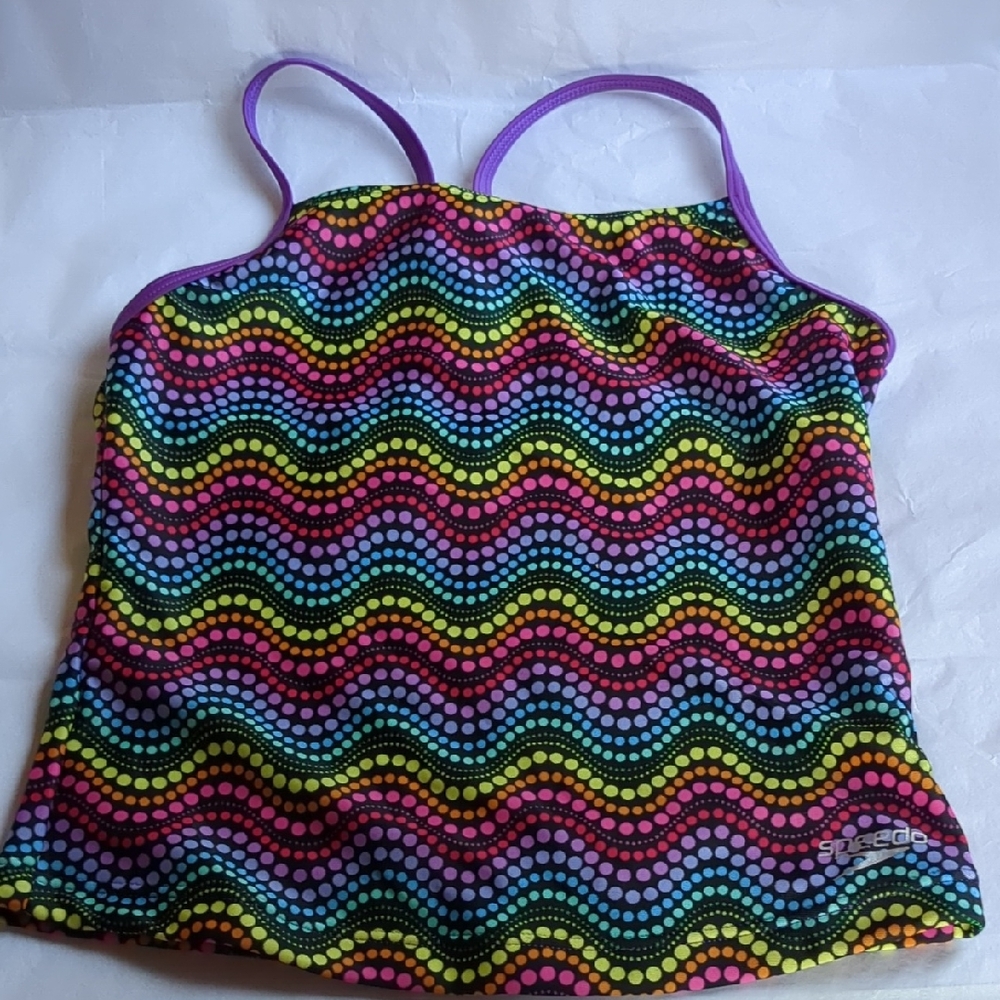 speedo Tank Swim Top Colorful Rainbow Wave Pattern 8